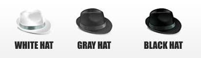 white, gray, black hats